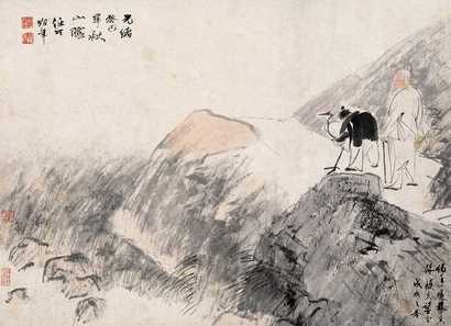 任颐 光绪癸巳（1893年）作 放鹤图 立轴